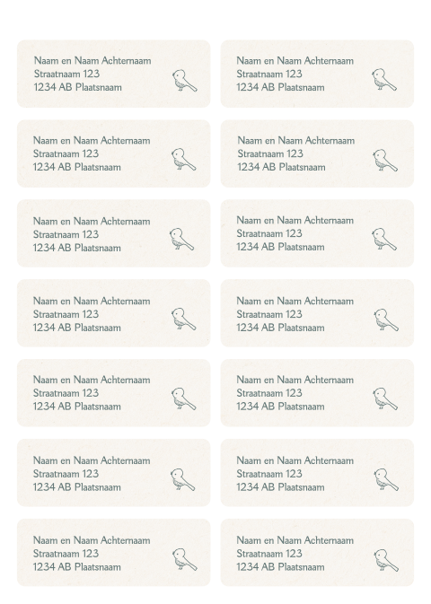 Adresstickers met een vogeltje