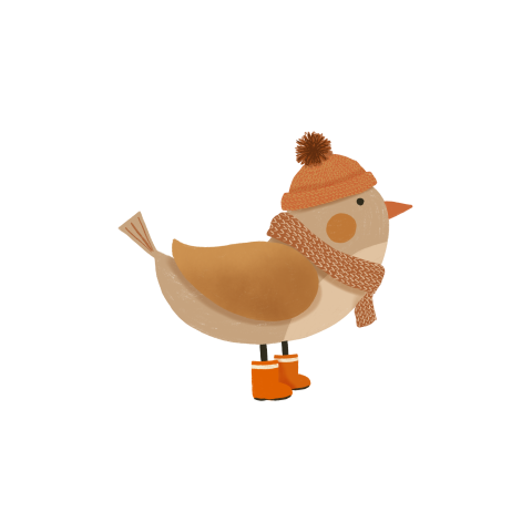 Sluitzegel met een warm aangekleed vogeltje - vel met 25 stickers