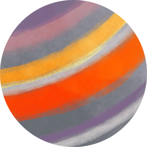 Sluitzegel van een planeet met gekleurde banen - vel met 25 stickers