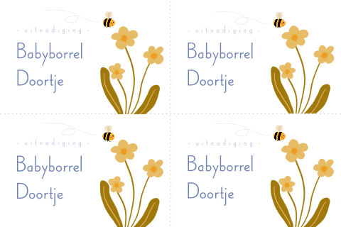 DIY kraamborrel kaartje met bloemen en een bijtje