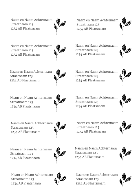 Adresetiketten met blaadjes