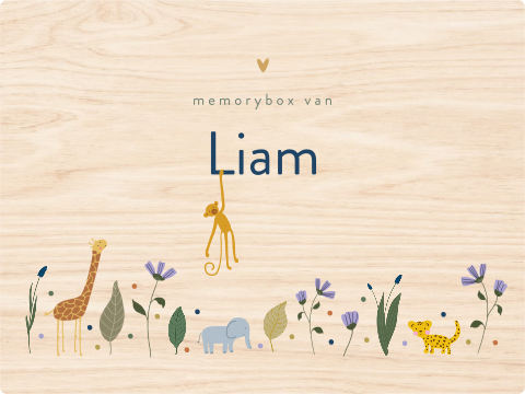 Memorybox met een jungledieren en bloemen