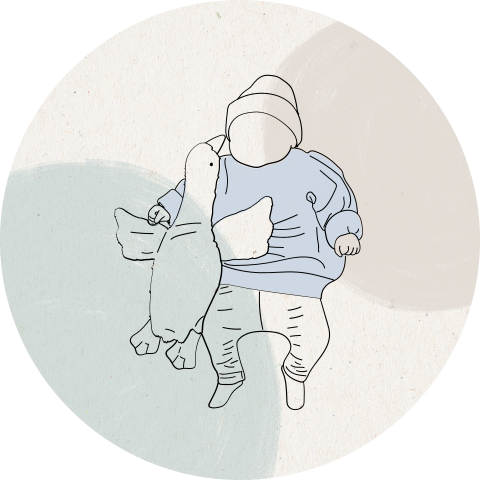 Sluitzegel of doopsuiker stickertje met een lijntekening van een baby