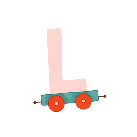 Sluitsticker met een treinwagon en letter - vel met 25 stickers