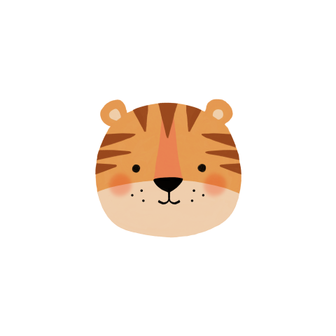 Sluitsticker met een lief tijgerhoofdje - vel met 25 stickers