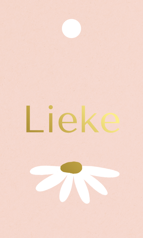 Doopsuiker label met een madeliefje en goudfolie