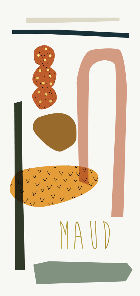 Hip geboortekaartje met retro abstracte vormen