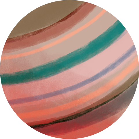 Sluitsticker van een planeet met gekleurde banen - vel met 25 stickers