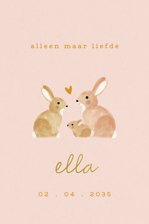 Foliekaartje met een konijnen familie