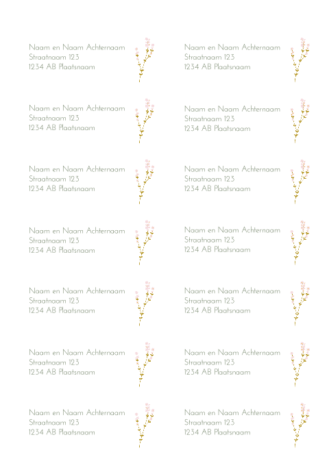 Adresetiketten met bloemen voor bij jullie geboortekaartje