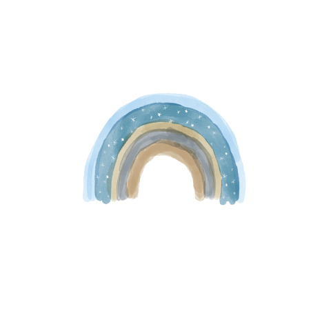 Sluitsticker met een blauwe watercolor regenboog - vel met 25 stickers