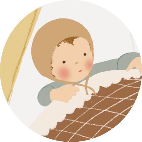 Sluitzegel met een babytje en een bruine deken - vel met 25 stickers