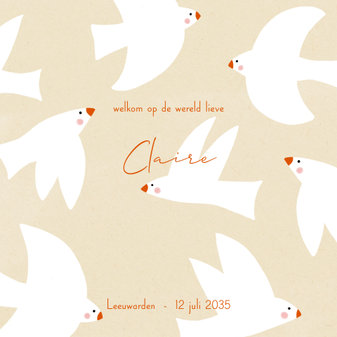 Vierkant neutraal kaartje met vliegende vogels