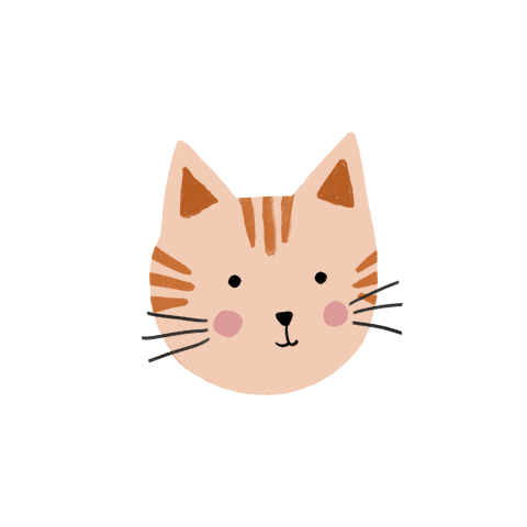 Sluitzegel met een katten-koppie in roze bruine kleuren - vel met 25 stickers