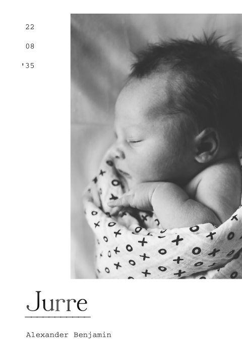 Lief geboortekaartje met een foto van jullie kindje