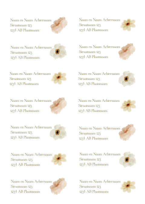 Adresstickers met een watercolor-bloem