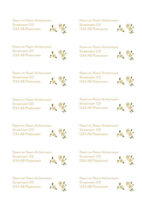 Adresstickers met zachtgele bloemen