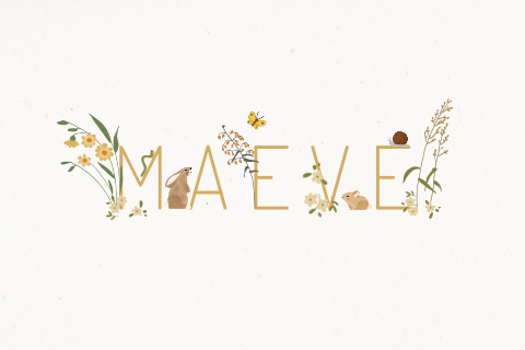 Geboortekaartje met bloemen, konijntjes en andere kleine dieren