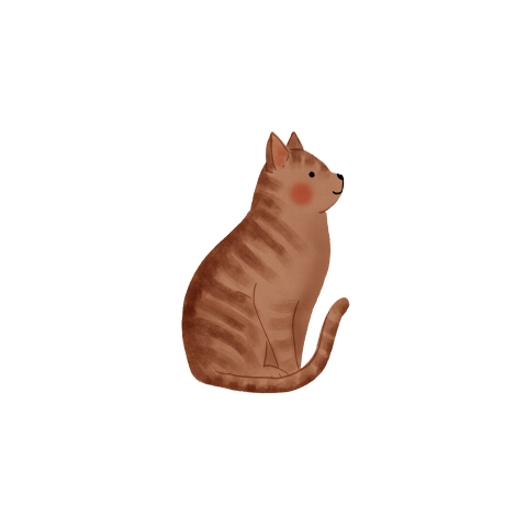 Sluitsticker met een bruine kat - vel met 25 stickers