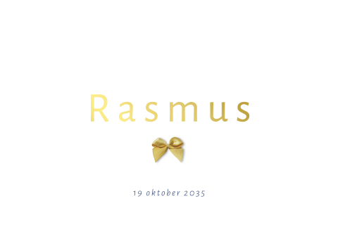 Liggend klassiek geboortekaartje met satijnen strikje