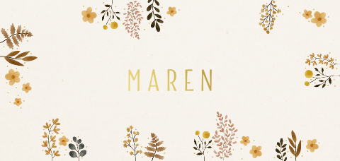 Foliekaartje met bloemen en blaadjes in bruin-tinten