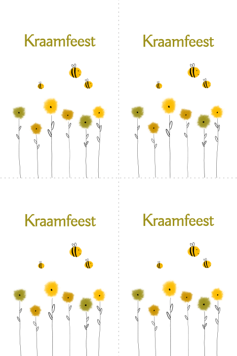 DIY kraamfeest kaartjes met bloemen en familie-bij