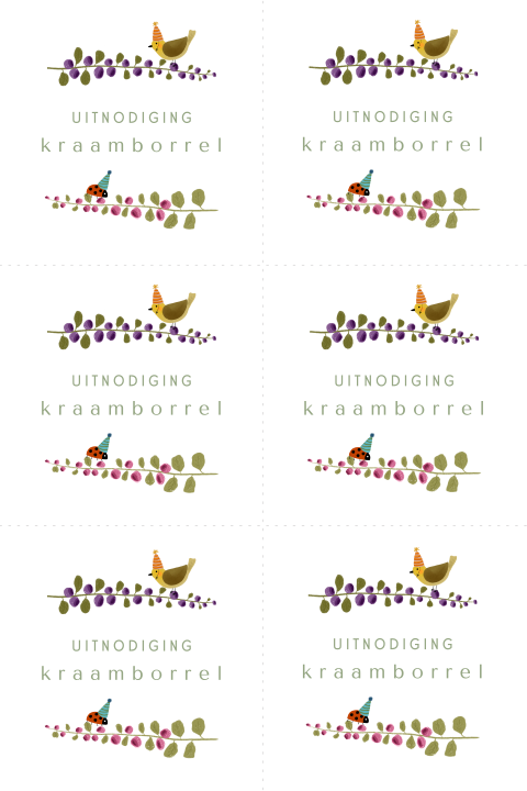 DIY kraamfeestkaartjes met stokrozen, een vogel en kapoentje
