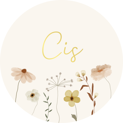 Sticker met bloemen en goudfolie - vel met 25 stickers