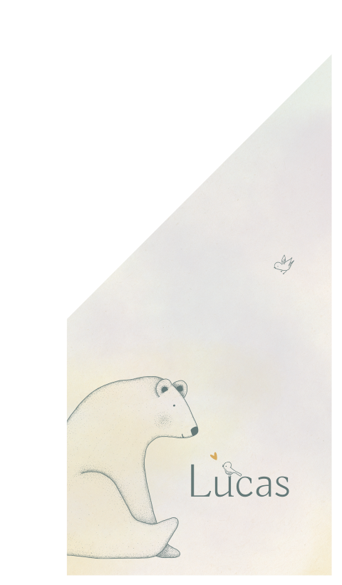 Geboortevlag met een beer nen vogeltjes in zachte kleuren