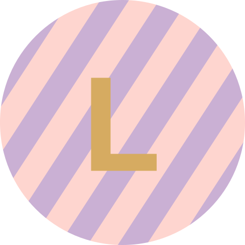 Sluitzegel met paars roze strepen en een letter - vel met 25 stickers