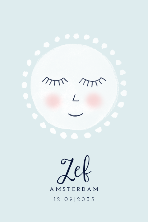 Lief geboortekaartje voor een jongen met een watercolour zon