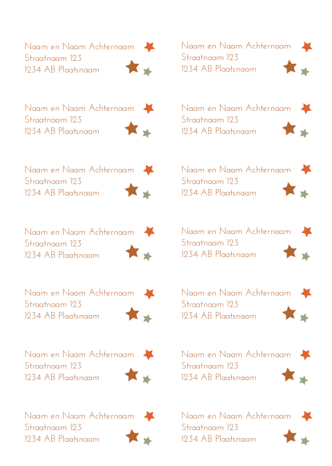 Adresstickers met sterretjes
