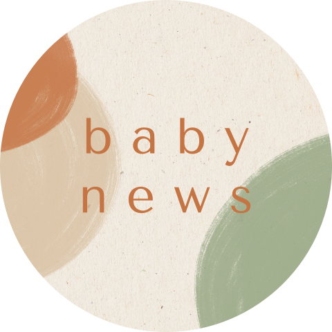 Sluitzegel met gekleurde bollen en de tekst 'baby news'