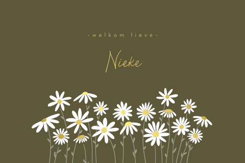 Stoer en tegelijk lief geboortekaartje met bloemen en goudfolie