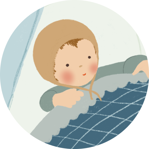 Sluitzegel met een babytje en een blauwe deken - vel met 25 stickers
