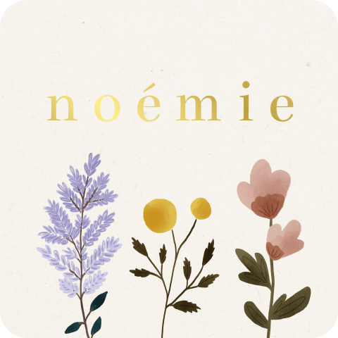 Vierkante sticker met bloemen en goudfolie
