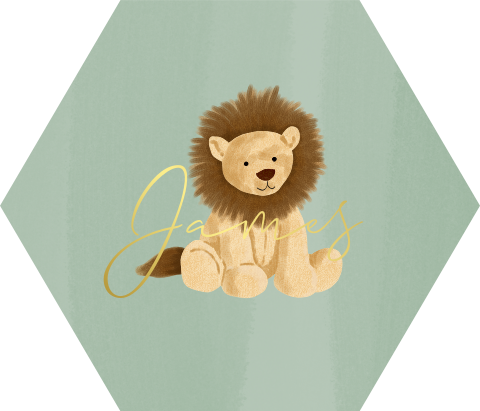 Hexagon sticker met een knuffel leeuwtje - vel van 30 stuks