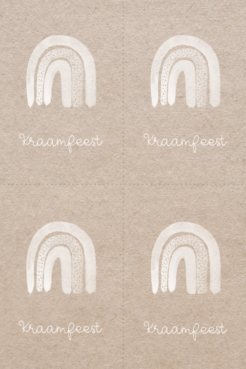 DIY karton-look kraamfeestkaartje met witte watercolor regenboog