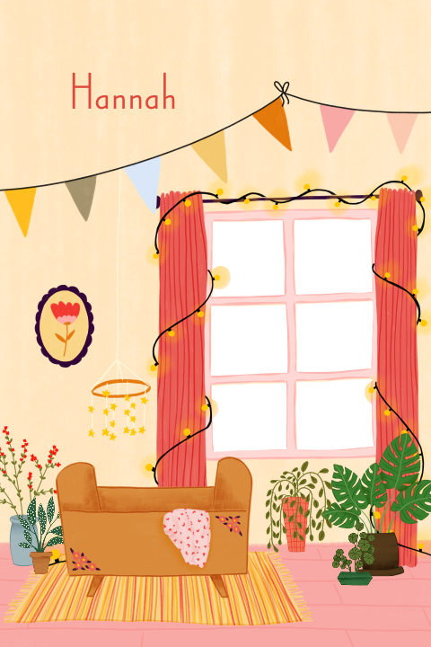 Winters geboortekaartje met een doorkijkje naar sneew en sterren