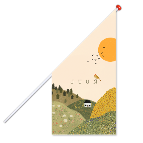 Geboortevlag met een heuvel landschap