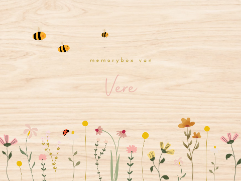 Memorybox met bloemen, bijtjes en een lieveheersbeestje