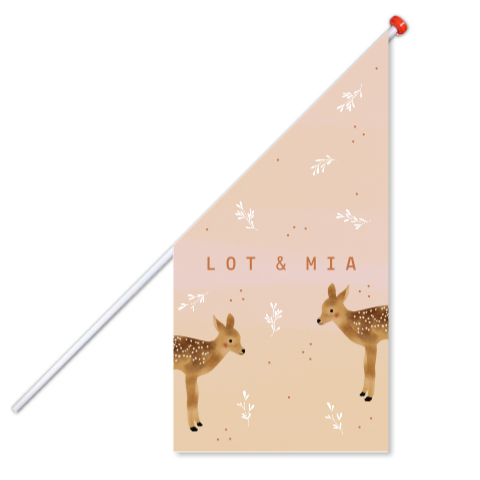 Geboortevlag met hertjes voor een tweeling