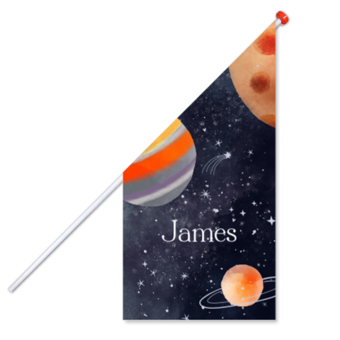 Geboortevlag met het heelal, planeten en sterren