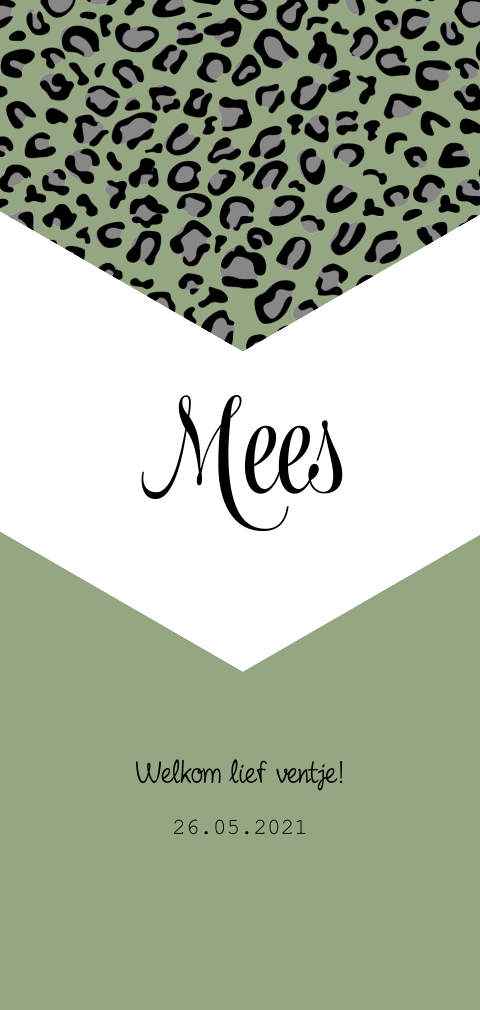 Hip geboortekaartje panter print jongen