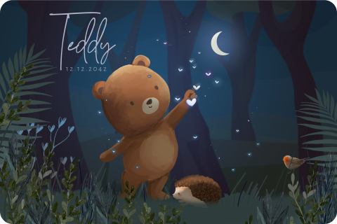 Memorybox winterliefde met een beertje in het bos