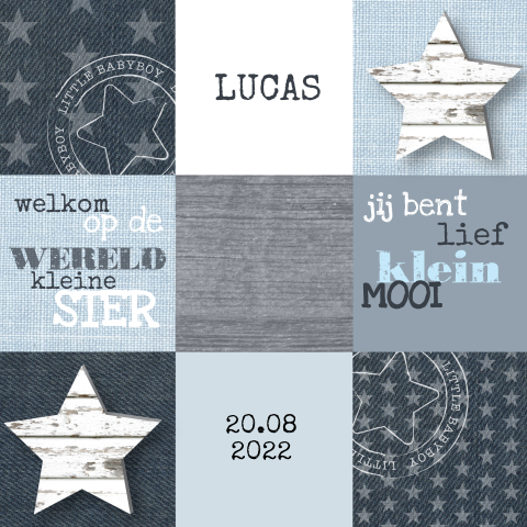 Stoer kaartje met verschillende vakjes