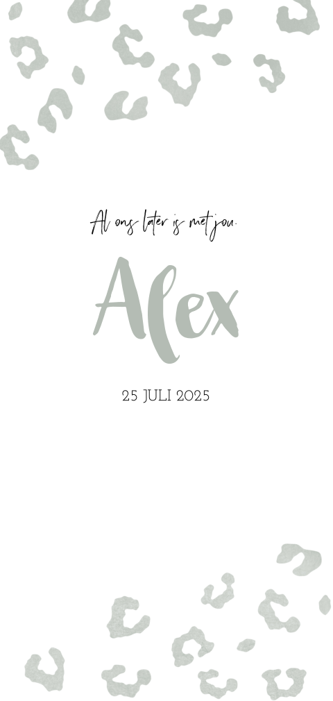 Geboortekaartje jongen trendy luipaard patroon