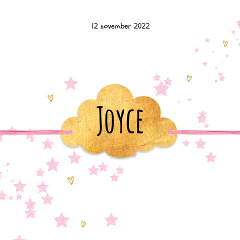 Hip geboortekaartje met wolkje voor meisje