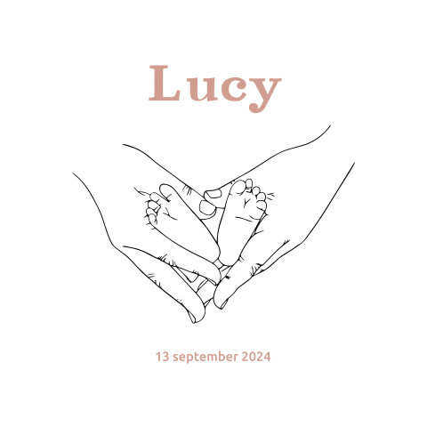 Lief geboortekaartje meisje met baby voetjes