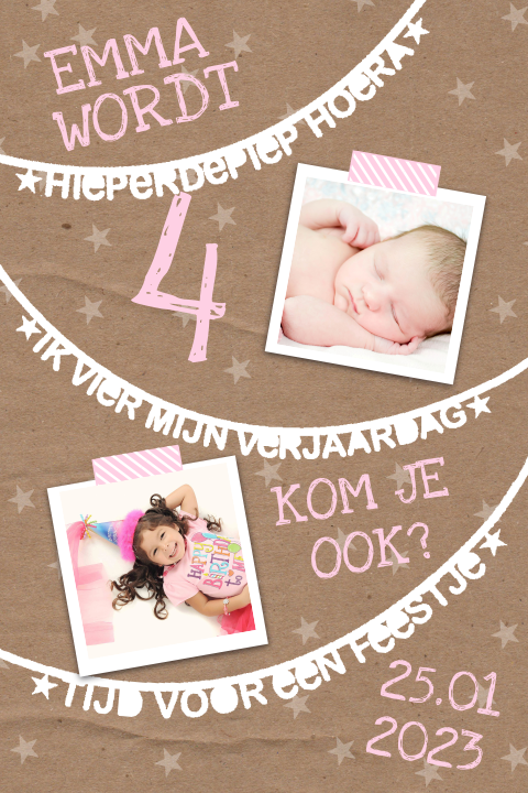Foto op uitnodiging kinderfeestje
